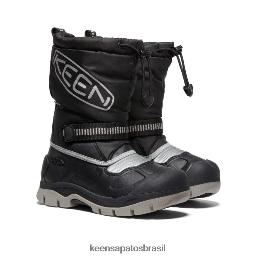 KEEN calçados J8VDXX1007 prata negra bota impermeável troll da neve criancinhas