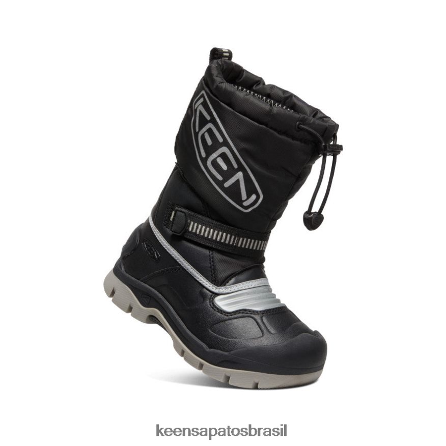 KEEN calçados J8VDXX1007 prata negra bota impermeável troll da neve criancinhas