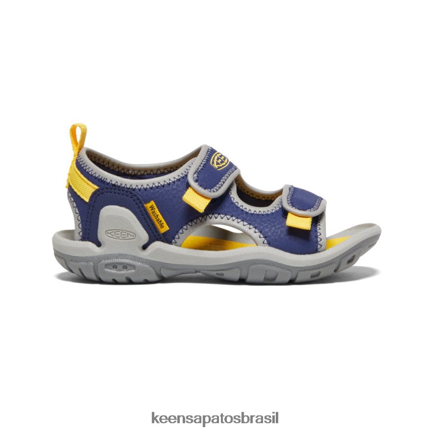 KEEN calçados J8VDXX771 profundidade azul/amarelo Knotch Creek com dedos abertos criancinhas