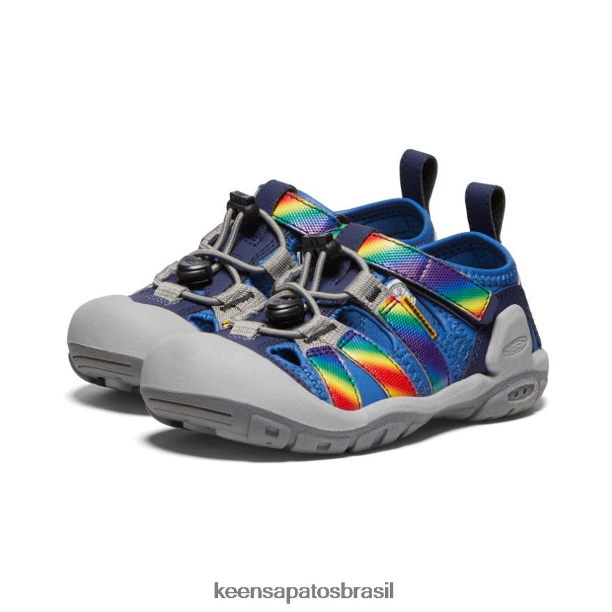 KEEN calçados J8VDXX774 tie-dye cobalto/arco-íris brilhante riacho nó criancinhas