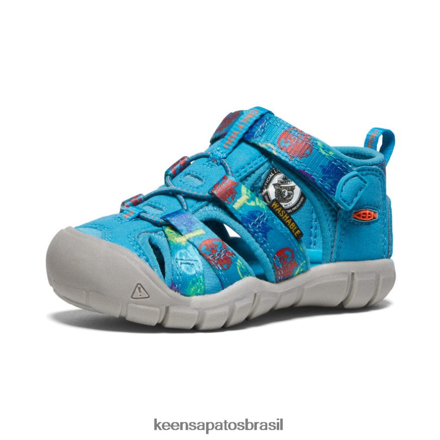 KEEN calçados J8VDXX821 urso esfumaçado/azul fiorde seacamp ii cnx x urso esfumaçado crianças