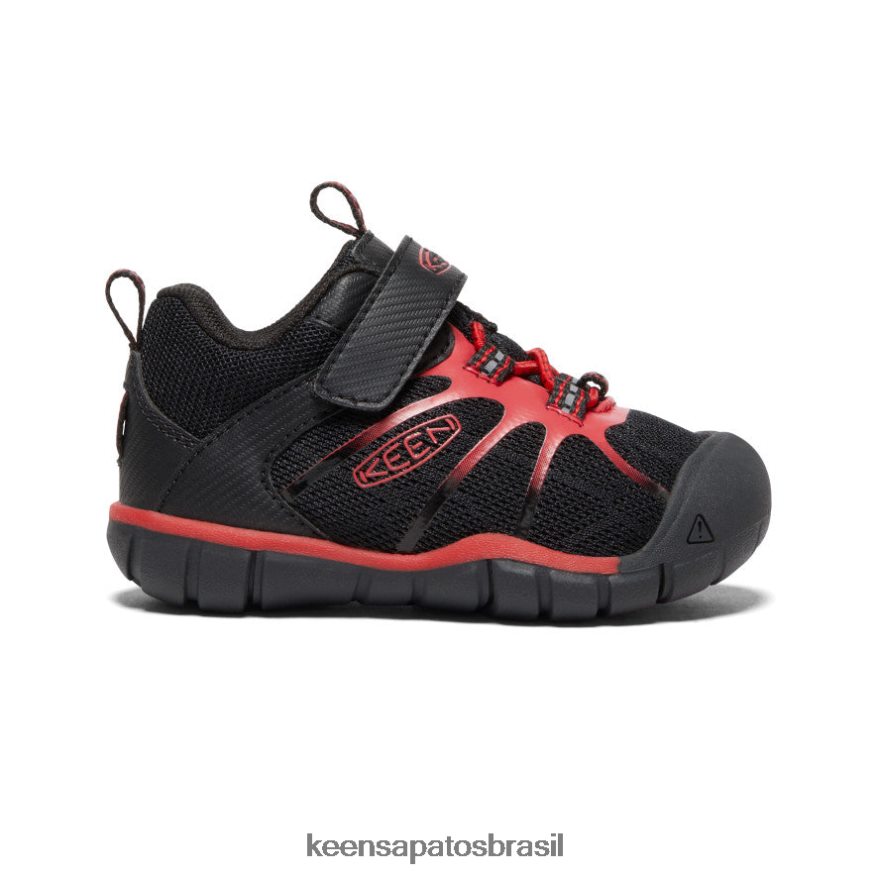 KEEN calçados J8VDXX885 tapete preto/vermelho tênis cndler 2 cnx crianças