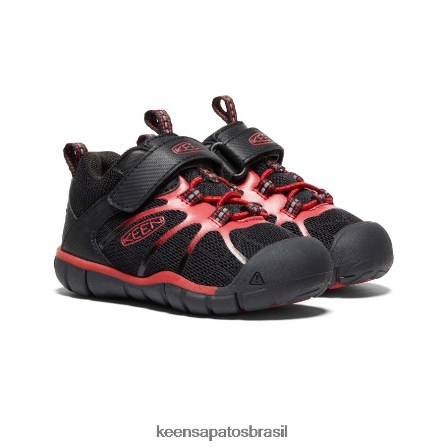 KEEN calçados J8VDXX885 tapete preto/vermelho tênis cndler 2 cnx crianças