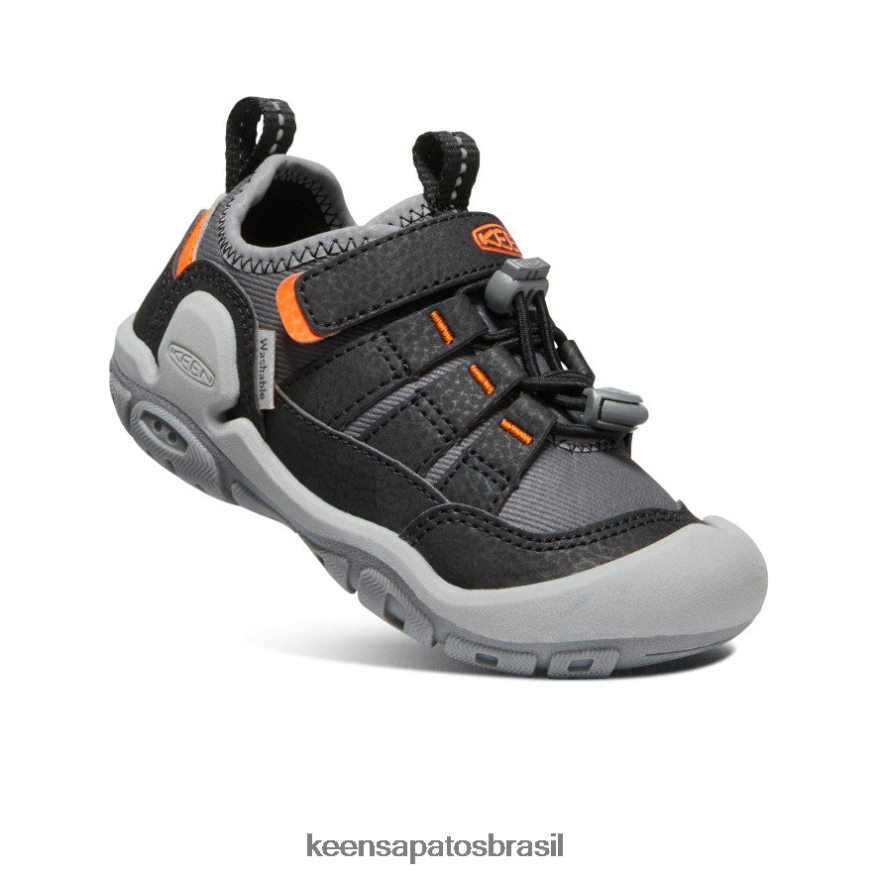 KEEN calçados J8VDXX890 cinza aço/laranja de segurança tênis oco com nó criancinhas