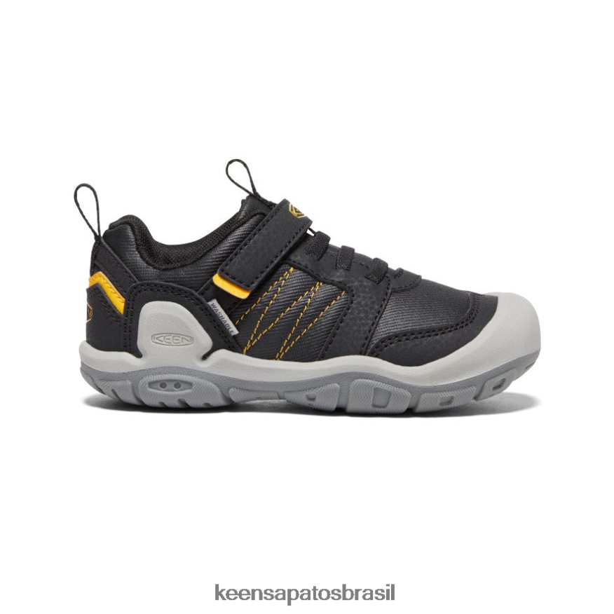KEEN calçados J8VDXX971 Preto amarelo tênis de pico nó criancinhas