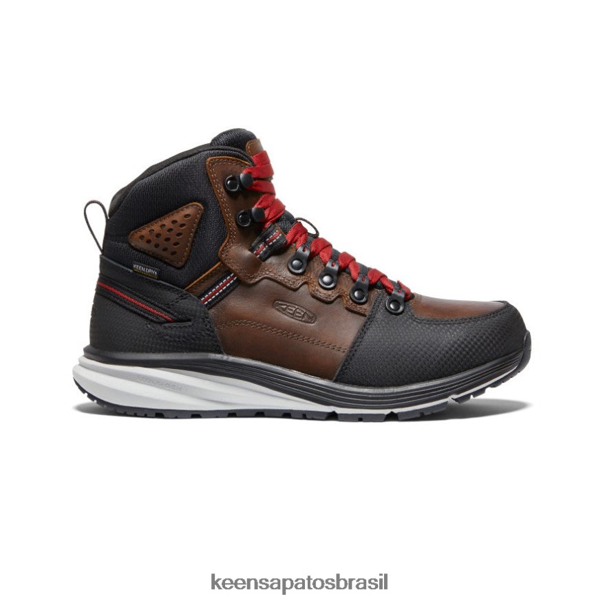KEEN calçados J8VDXX136 tabaco/preto bota impermeável com gancho vermelho (dedo macio) homens