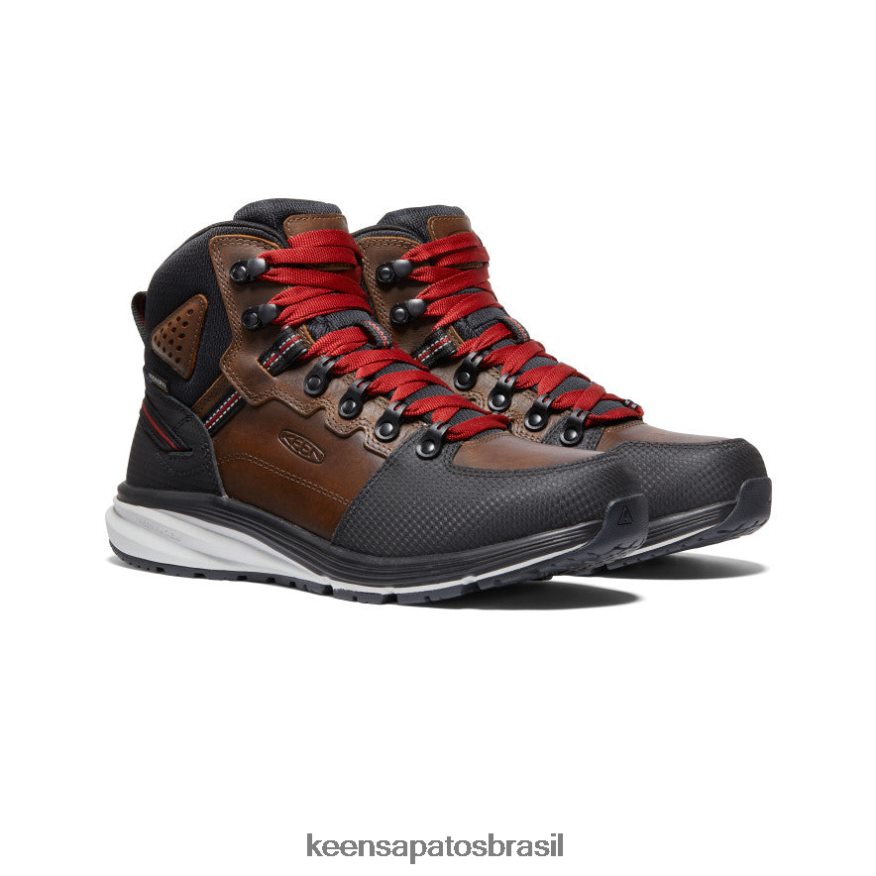 KEEN calçados J8VDXX136 tabaco/preto bota impermeável com gancho vermelho (dedo macio) homens