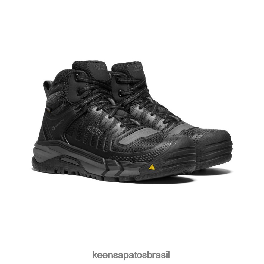 KEEN calçados J8VDXX161 preto/arma metálica Kansas City impermeável mid (biqueira de fibra de carbono) homens