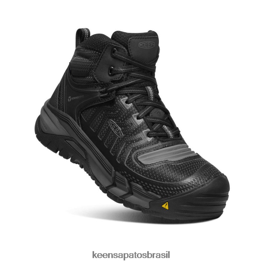 KEEN calçados J8VDXX161 preto/arma metálica Kansas City impermeável mid (biqueira de fibra de carbono) homens