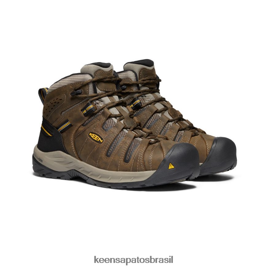 KEEN calçados J8VDXX185 cascata marrom/haste dourada bota flint ii (biqueira de aço) homens
