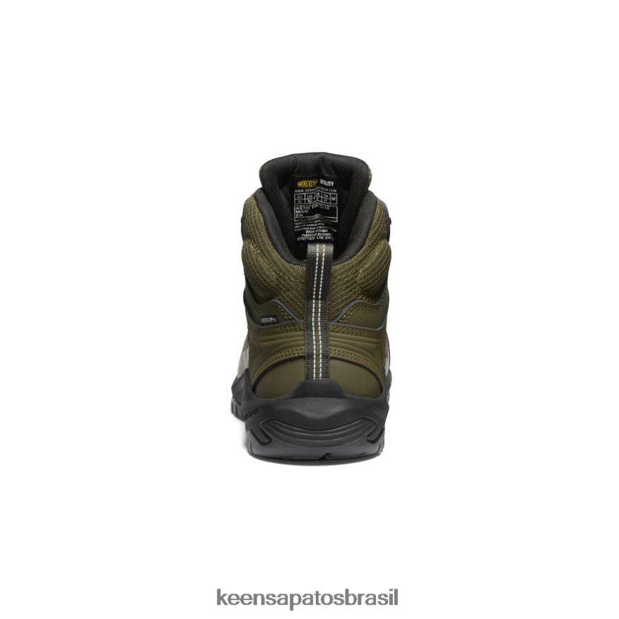 KEEN calçados J8VDXX20 azeitona escura/preta reno mid kbf à prova d'água (biqueira de fibra de carbono) homens