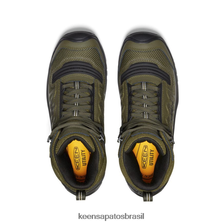 KEEN calçados J8VDXX6 azeitona escura/preta reno kbf impermeável mid (dedo macio) homens