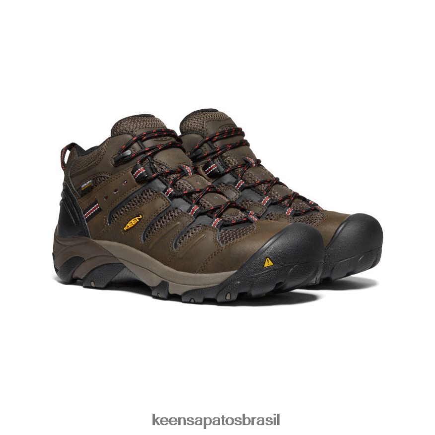 KEEN calçados J8VDXX92 cascata marrom/tigrado Lansing Mid impermeável (biqueira de aço) homens