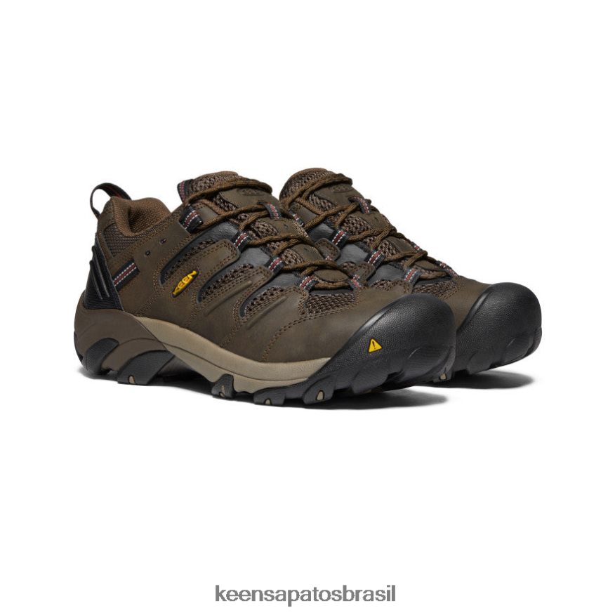 KEEN calçados J8VDXX302 cascata marrom/tijolo cozido Lansing baixo (biqueira de aço) homens