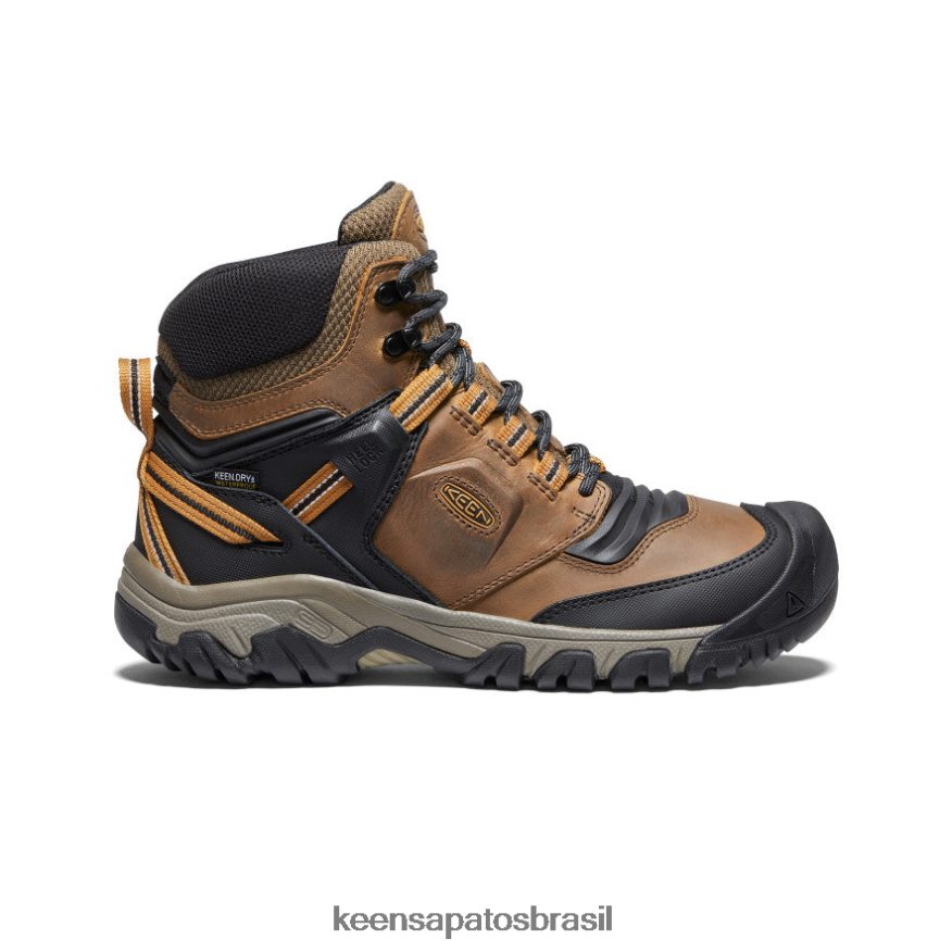 KEEN calçados J8VDXX142 bisonte/marrom dourado bota impermeável ridge flex homens
