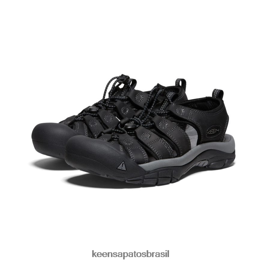 KEEN calçados J8VDXX133 preto/cinza aço couro de newport homens
