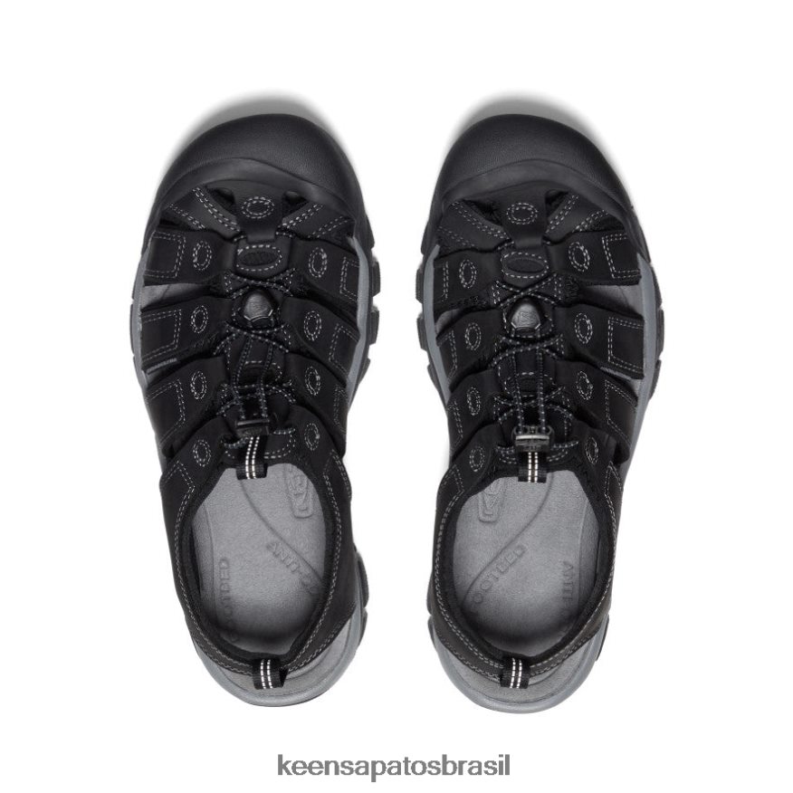 KEEN calçados J8VDXX133 preto/cinza aço couro de newport homens