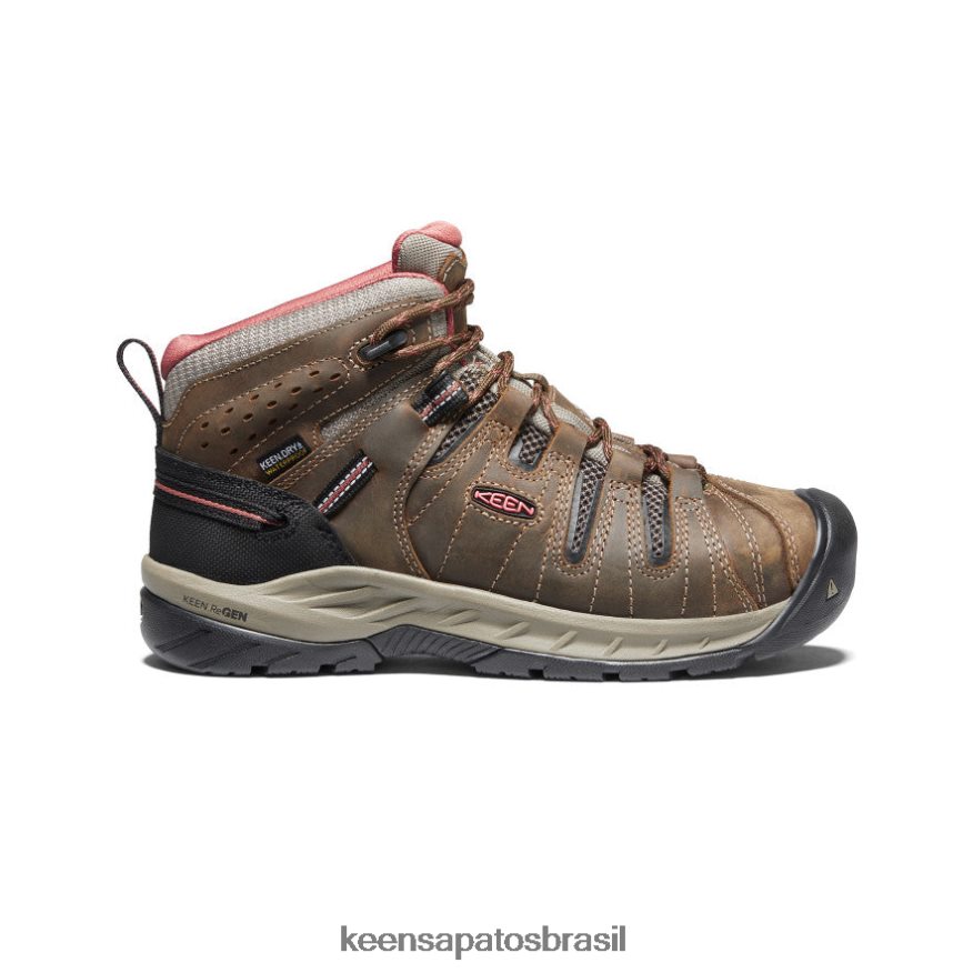 KEEN calçados J8VDXX608 cascata marrom/pó de tijolo bota impermeável flint ii (dedo macio) mulheres