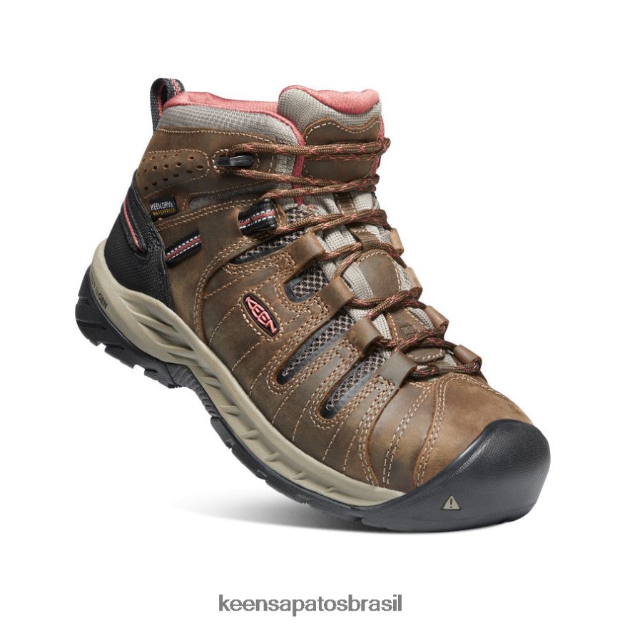 KEEN calçados J8VDXX608 cascata marrom/pó de tijolo bota impermeável flint ii (dedo macio) mulheres