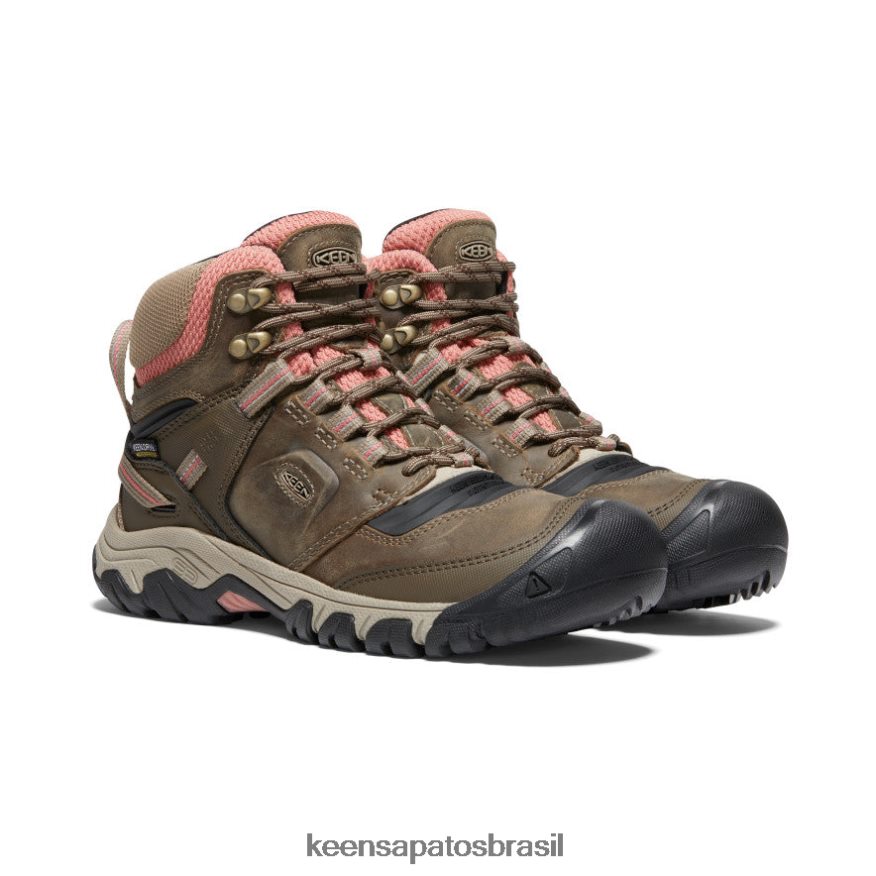 KEEN calçados J8VDXX573 lobo de madeira/pó de tijolo bota impermeável ridge flex mulheres