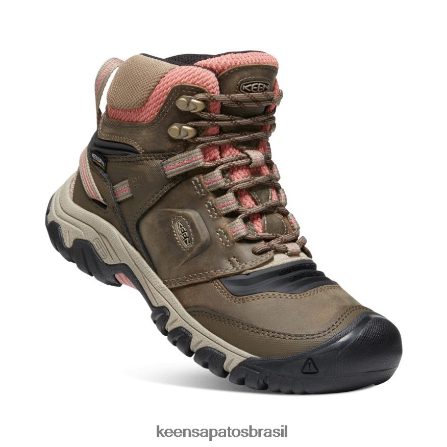 KEEN calçados J8VDXX573 lobo de madeira/pó de tijolo bota impermeável ridge flex mulheres
