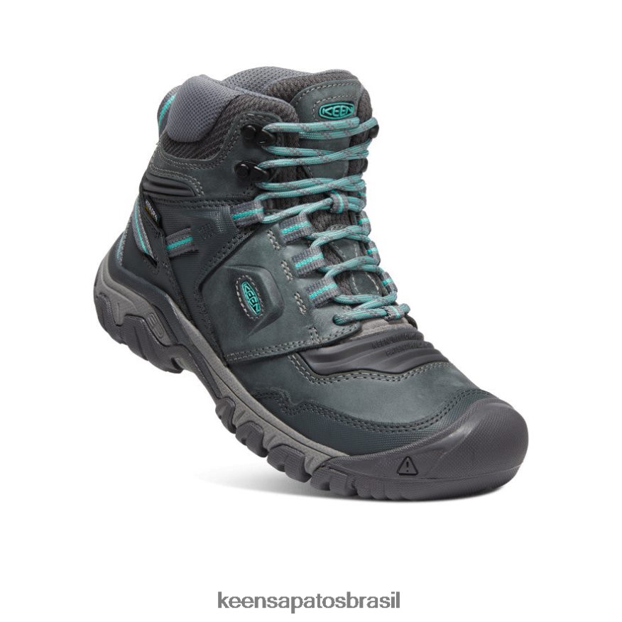 KEEN calçados J8VDXX574 cinza aço/porcelana bota impermeável ridge flex mulheres