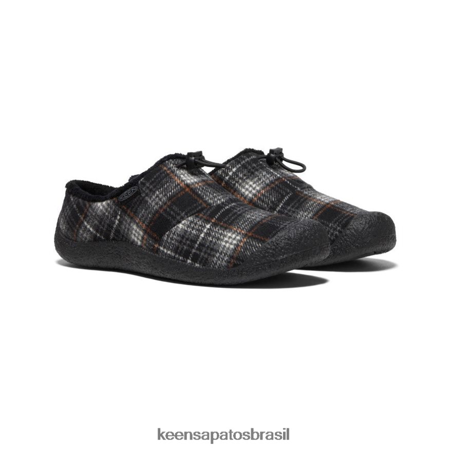 KEEN calçados J8VDXX485 xadrez preto/cinza aço Howser III slide mulheres
