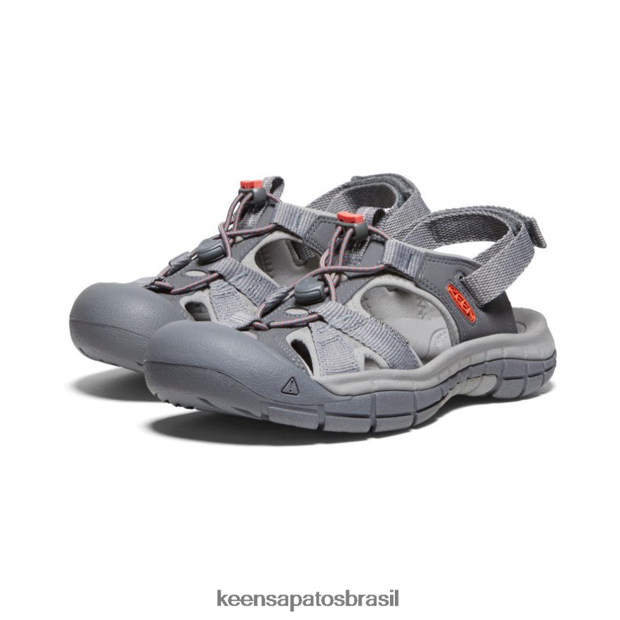 KEEN calçados J8VDXX651 cinza aço/coral sandália ravina h2 mulheres